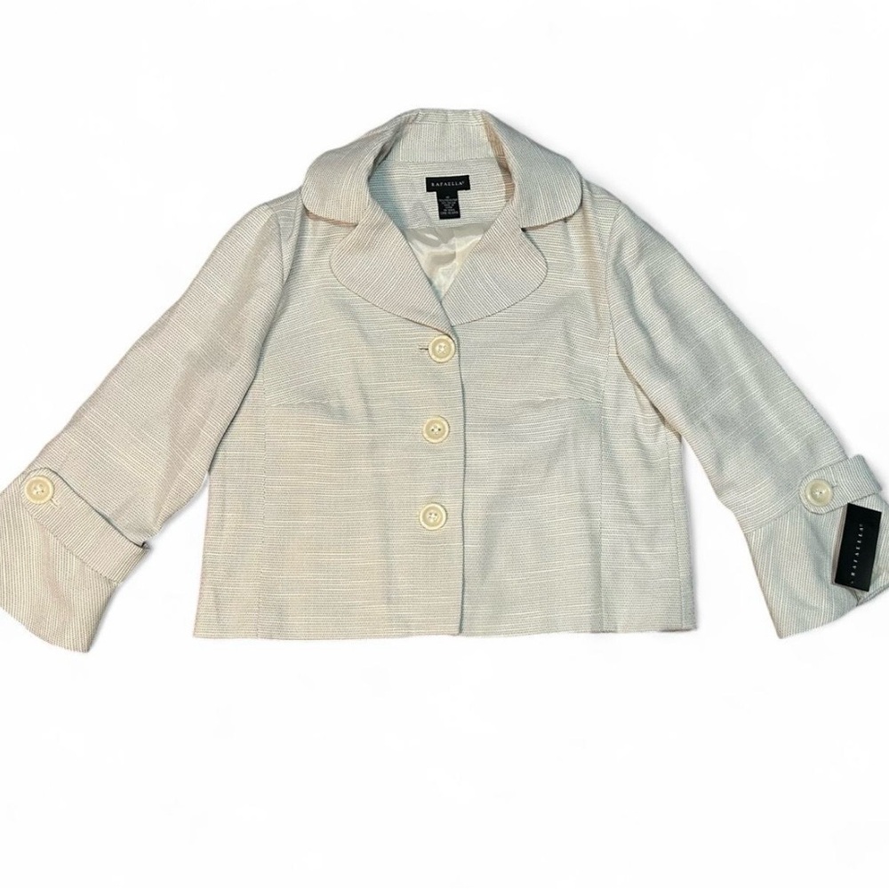 Rafaella Textured Cream Cropped Trench Style Jacket